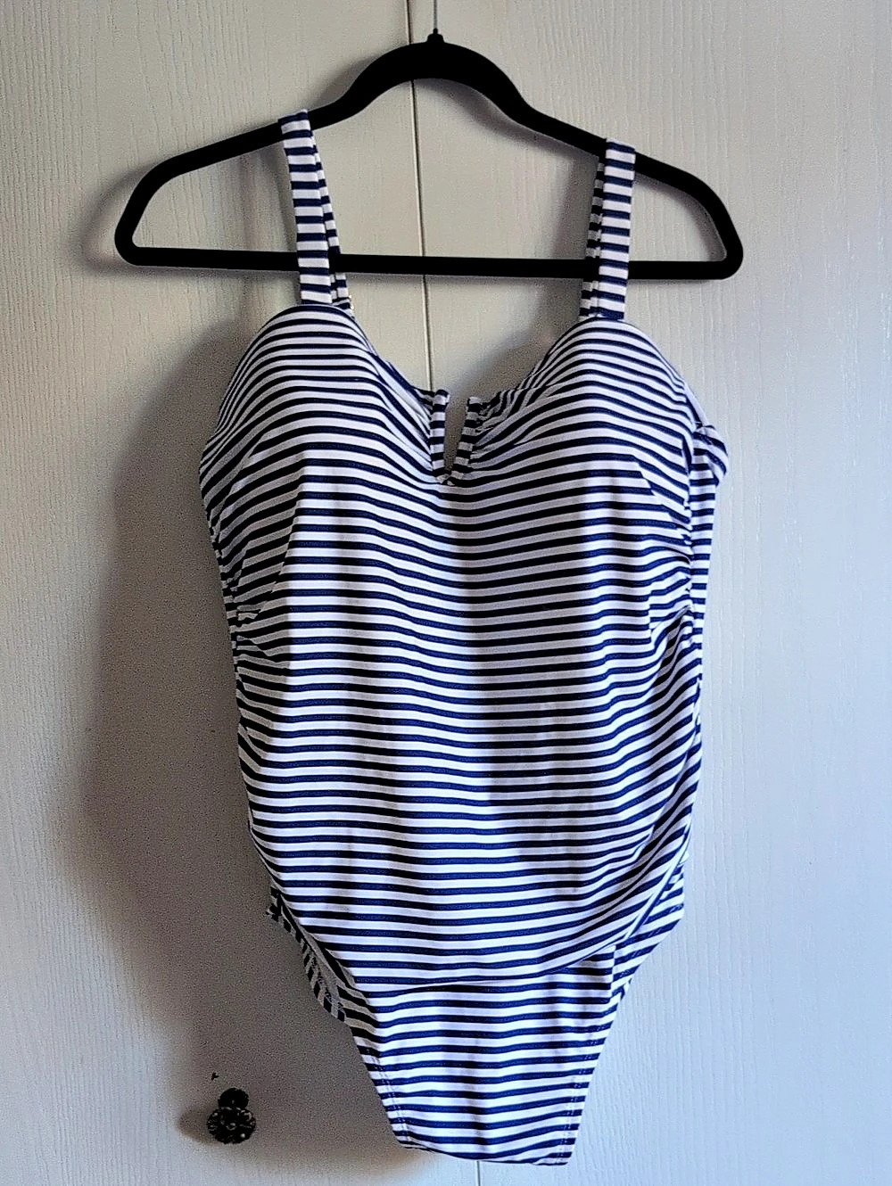 Striped One-Piece Swimsuit in Blue & White Like New